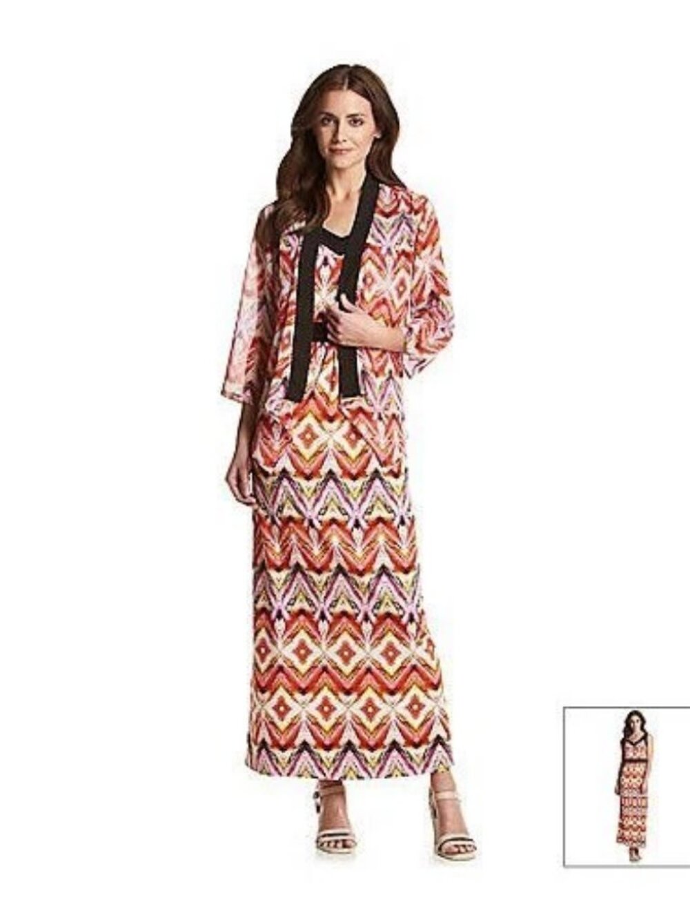 Notations Biadere Print Maxi Dress With Jacket, size L